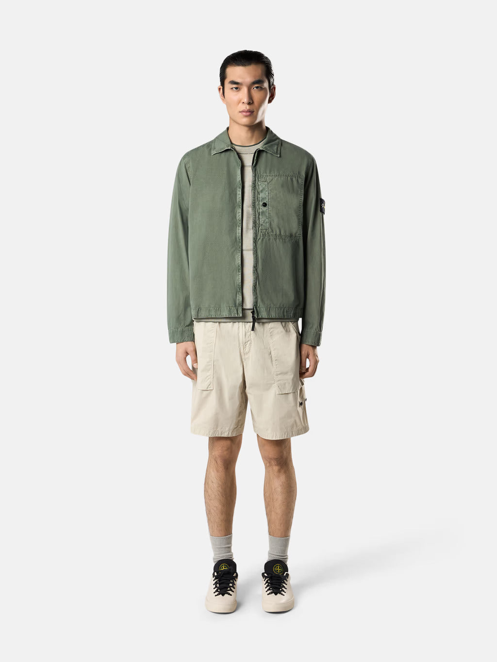 STONE ISLAND - BRUSHED ORGANIC COTTON CANVAS 'OLD' EFFECT