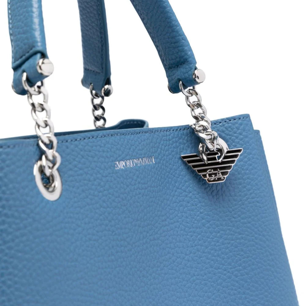 Emporio Armani - Palmellato leren shopper tas met adelaar bedel