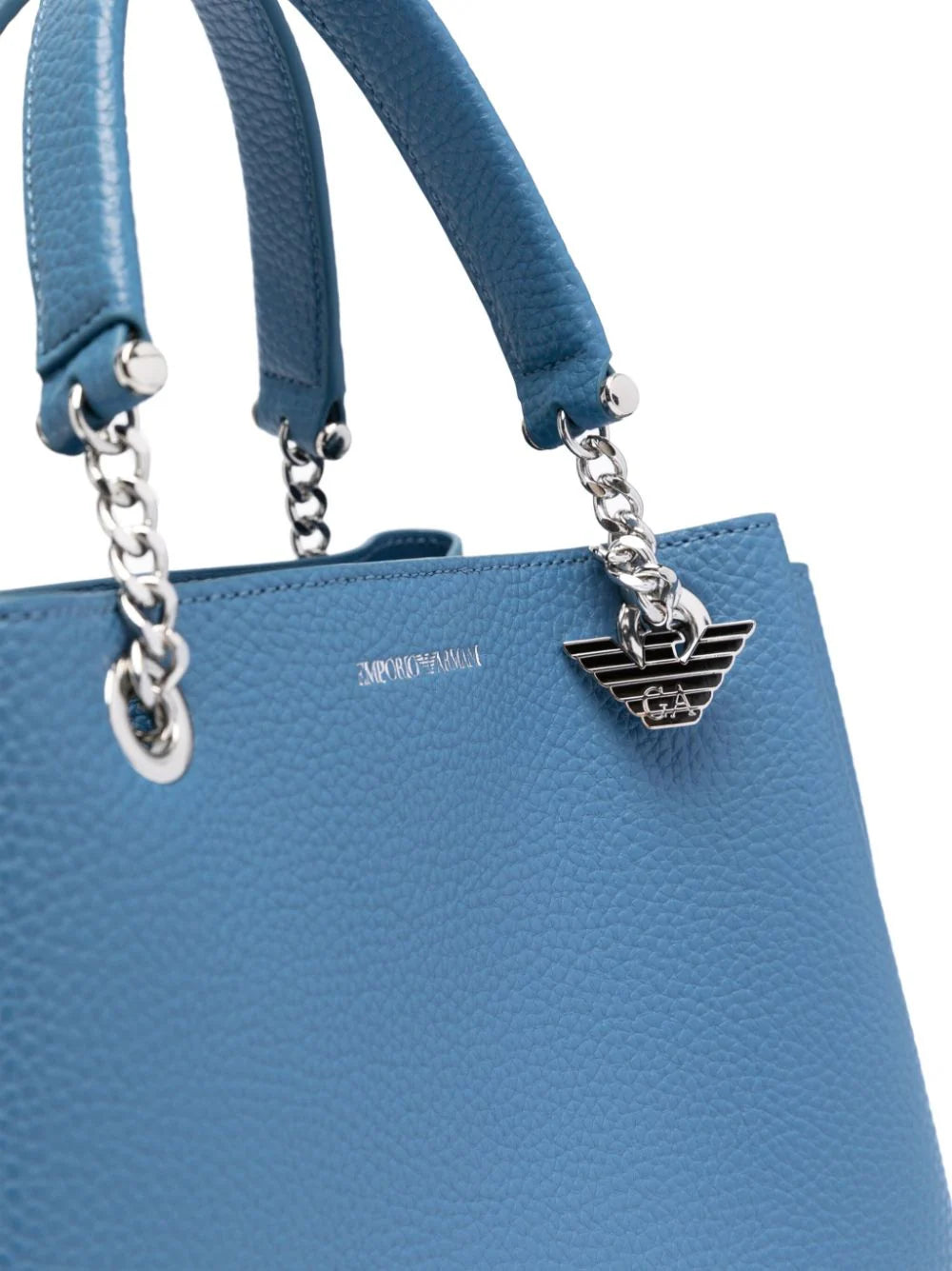 Emporio Armani - Palmellato leren shopper tas met adelaar bedel