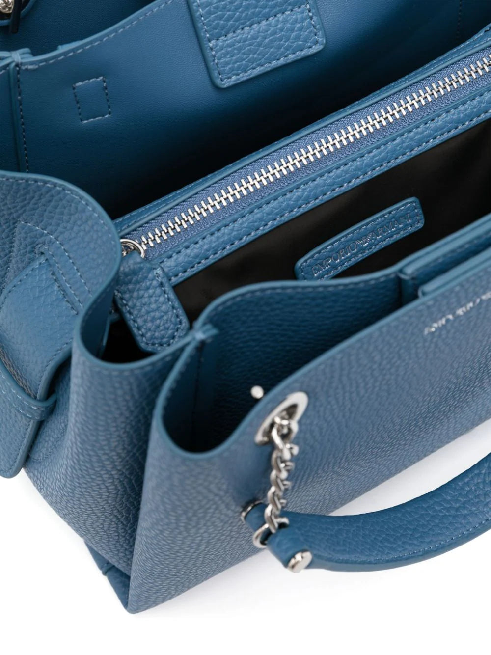 Emporio Armani - Palmellato leren shopper tas met adelaar bedel