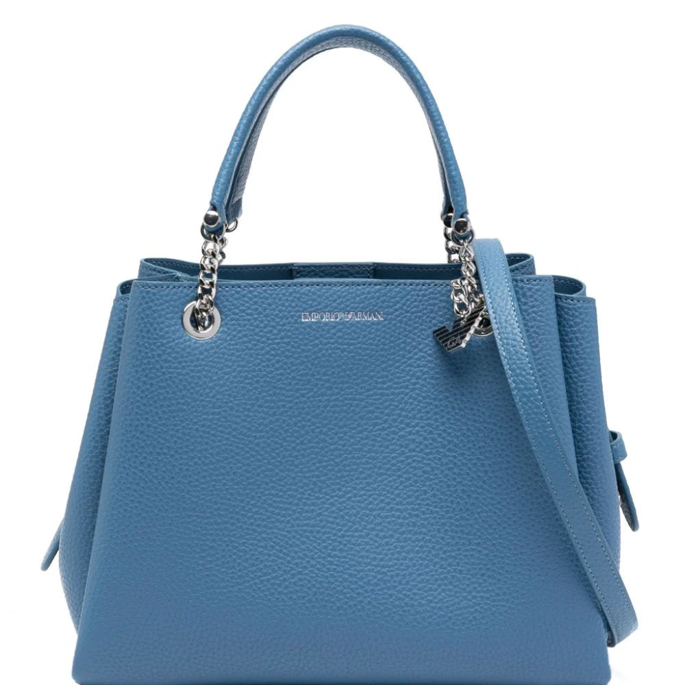 Emporio Armani - Palmellato leren shopper tas met adelaar bedel