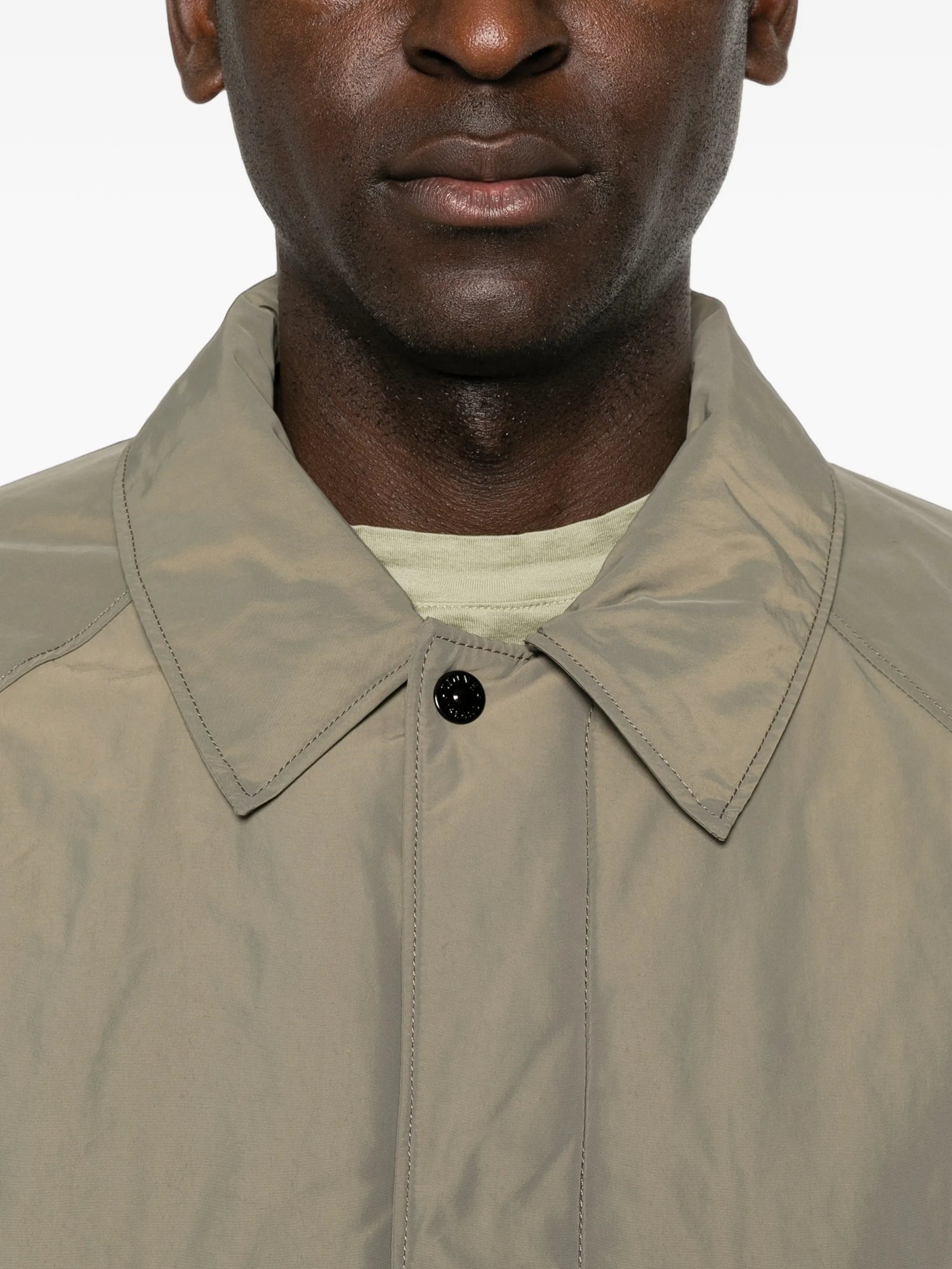 STONE ISLAND - LOGO-PATCH RAGLAN-SLEEVE COAT