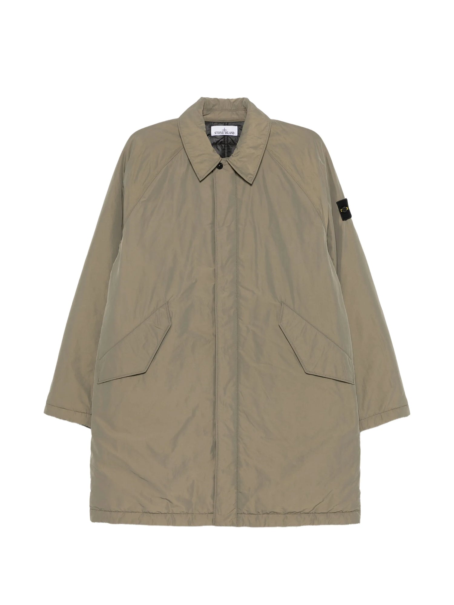 STONE ISLAND - LOGO-PATCH RAGLAN-SLEEVE COAT