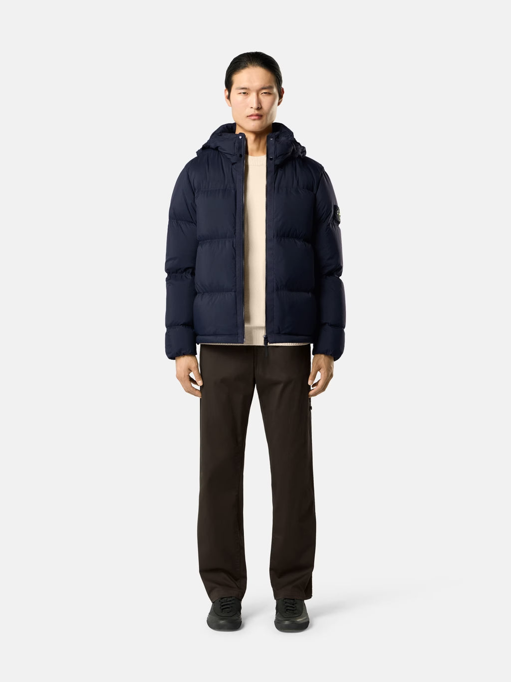 STONE ISLAND - TEAR-RESISTANT DOWN JACKET WITH DETACHABLE HOOD