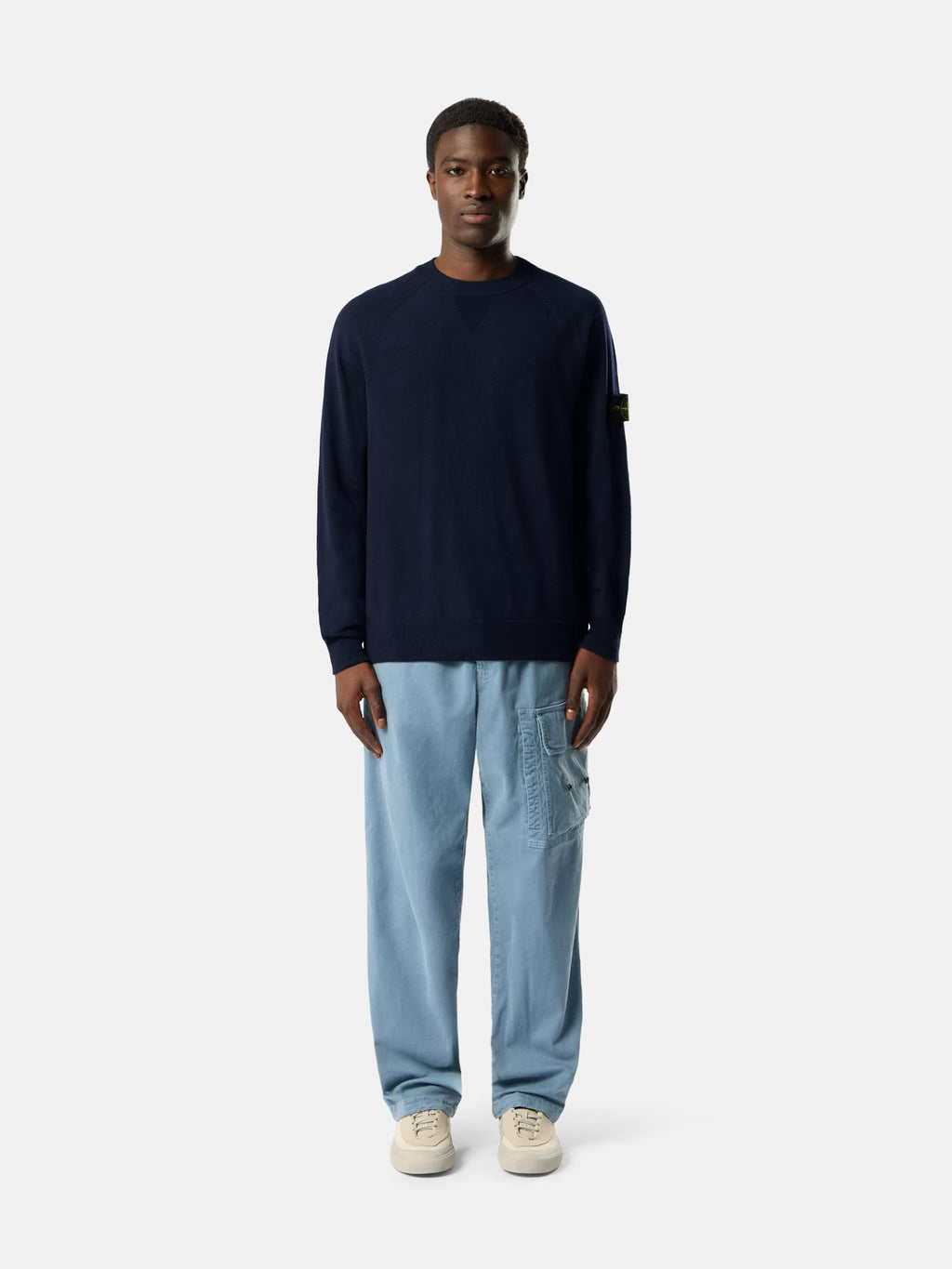 STONE ISLAND - LOOSE-FIT CREWNECK JUMPER WITH RAGLAN SLEEVES