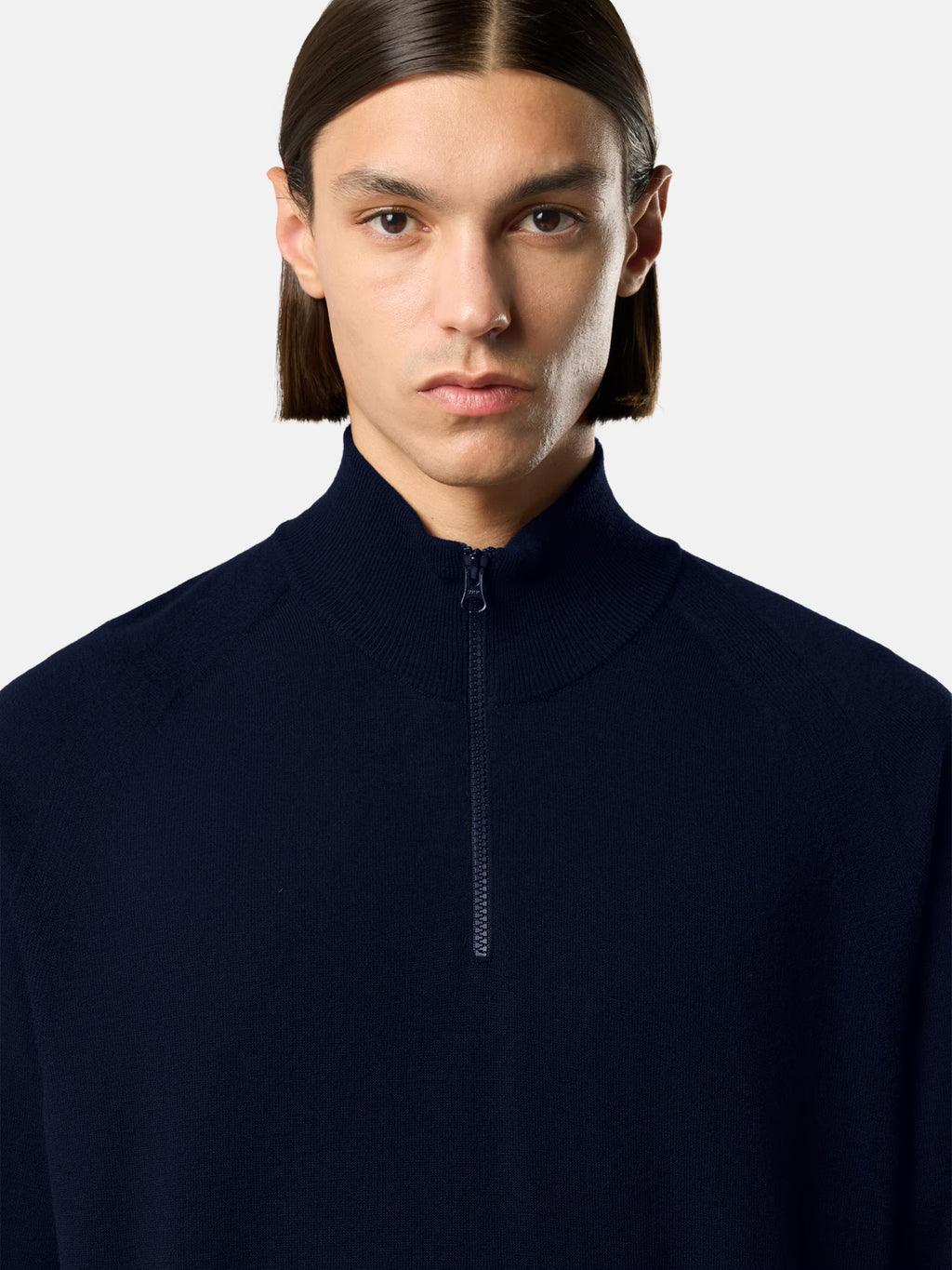 STONE ISLAND - REGULAR-FIT HALF-ZIP JUMPER WITH RAGLAN SLEEVES
