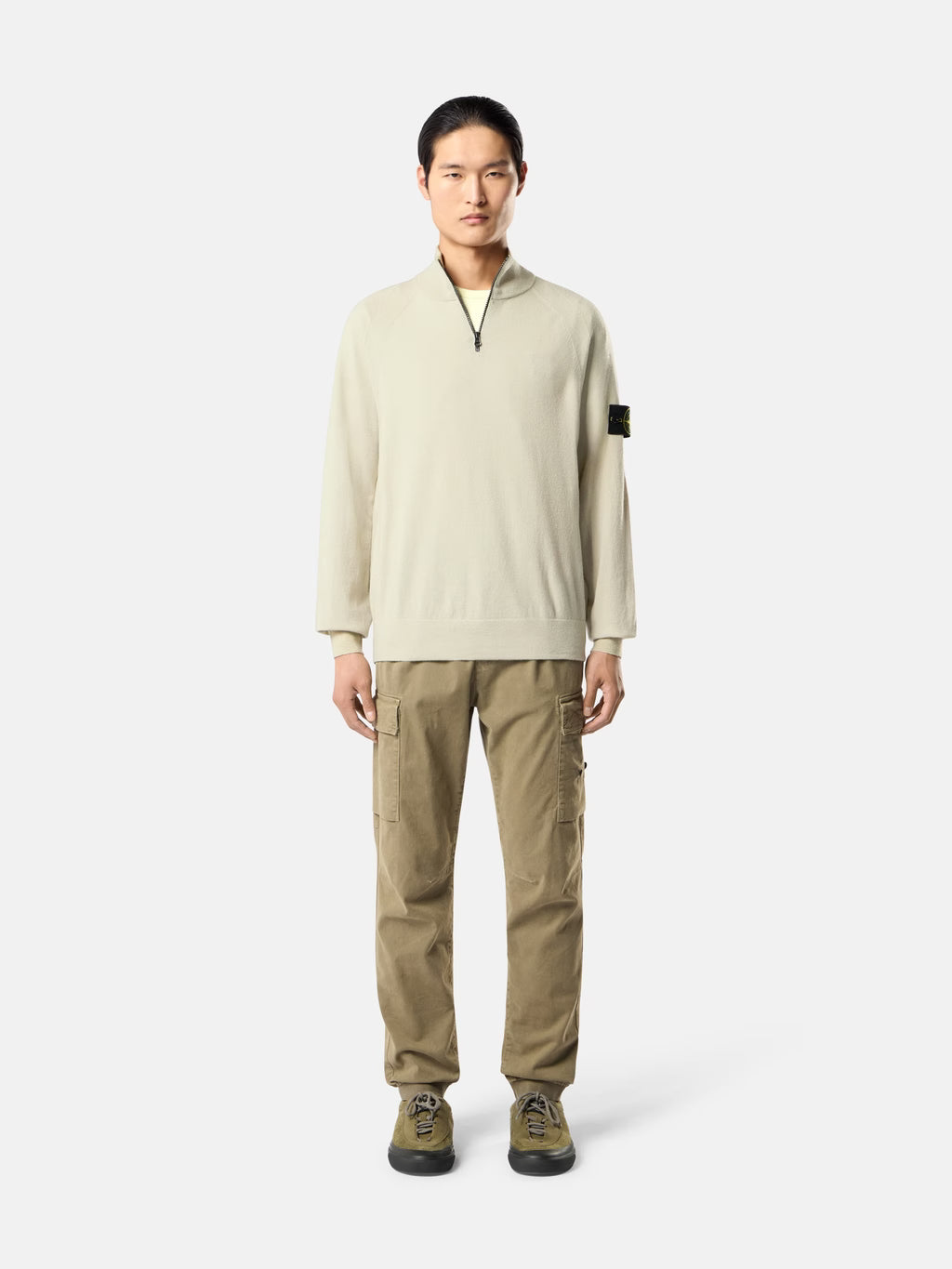 STONE ISLAND - REGULAR-FIT HALF-ZIP JUMPER WITH RAGLAN SLEEVES