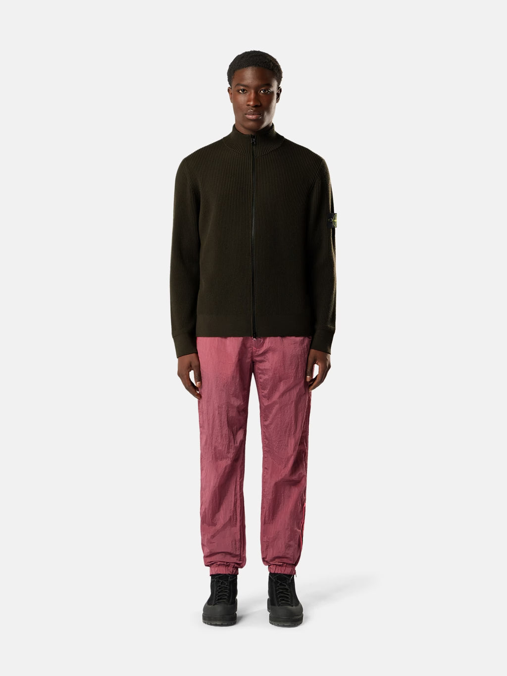 STONE ISLAND - LOOSE-FIT ZIP-UP JUMPER WITH RIBBED TRIMS