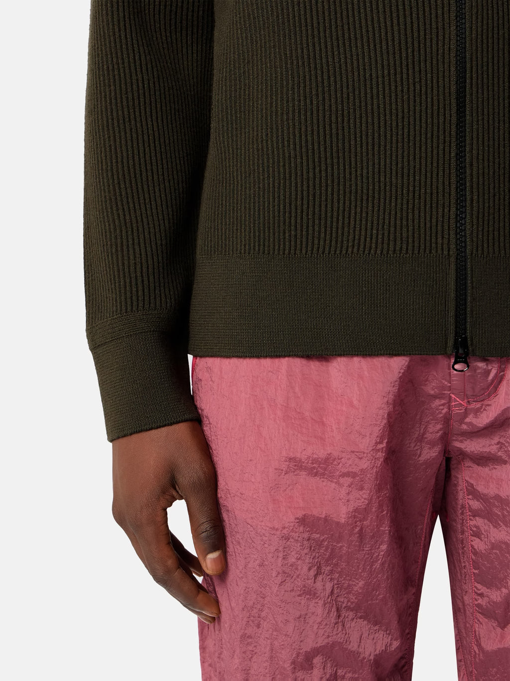 STONE ISLAND - LOOSE-FIT ZIP-UP JUMPER WITH RIBBED TRIMS