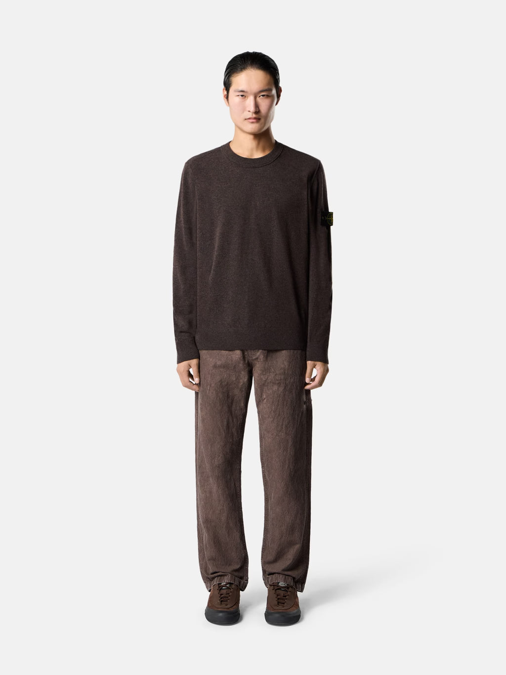 STONE ISLAND - LOOSE-FIT CREWNECK JUMPER WITH RIBBED TRIMS