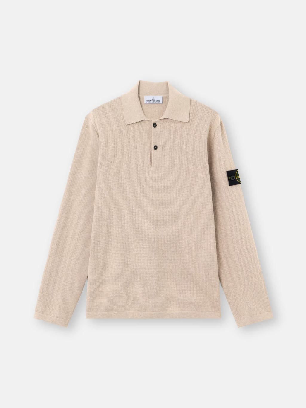 STONE ISLAND - LOOSE-FIT LONG-SLEEVE POLO WITH RIBBED TRIMS