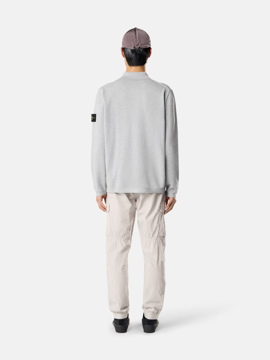 STONE ISLAND - LOSVALLENDE POLO MET LANGE MOUWEN EN GERIBBELDE ACCENTEN