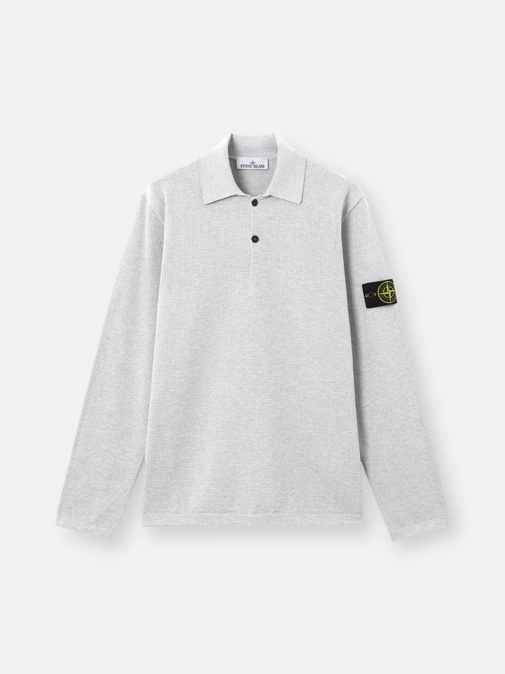STONE ISLAND - LOOSE-FIT LONG-SLEEVE POLO WITH RIBBED TRIMS