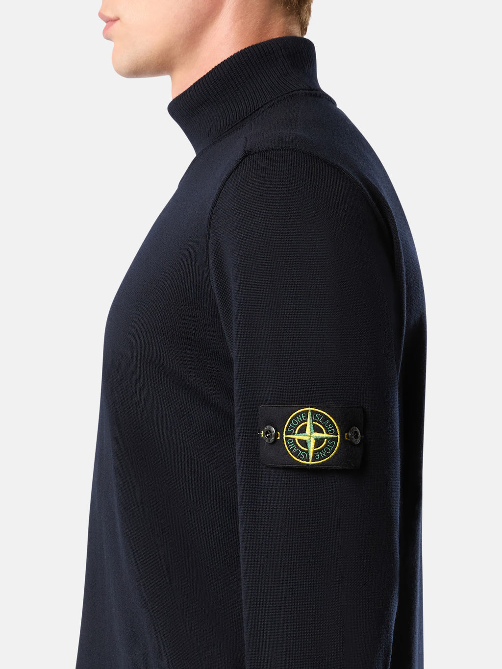 STONE ISLAND - TURTLENECK JUMPER WITH RIBBED TRIMS