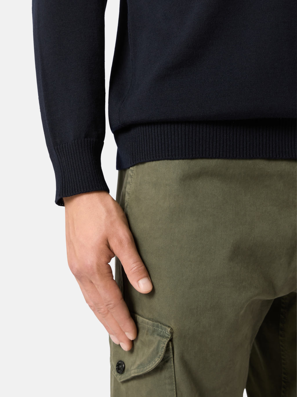 STONE ISLAND - TURTLENECK JUMPER WITH RIBBED TRIMS