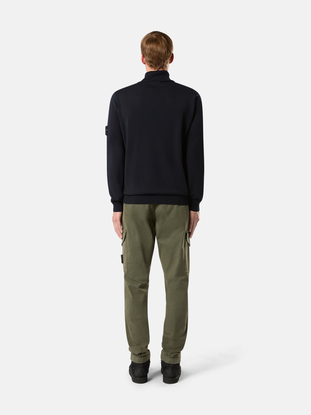 STONE ISLAND - TURTLENECK JUMPER WITH RIBBED TRIMS