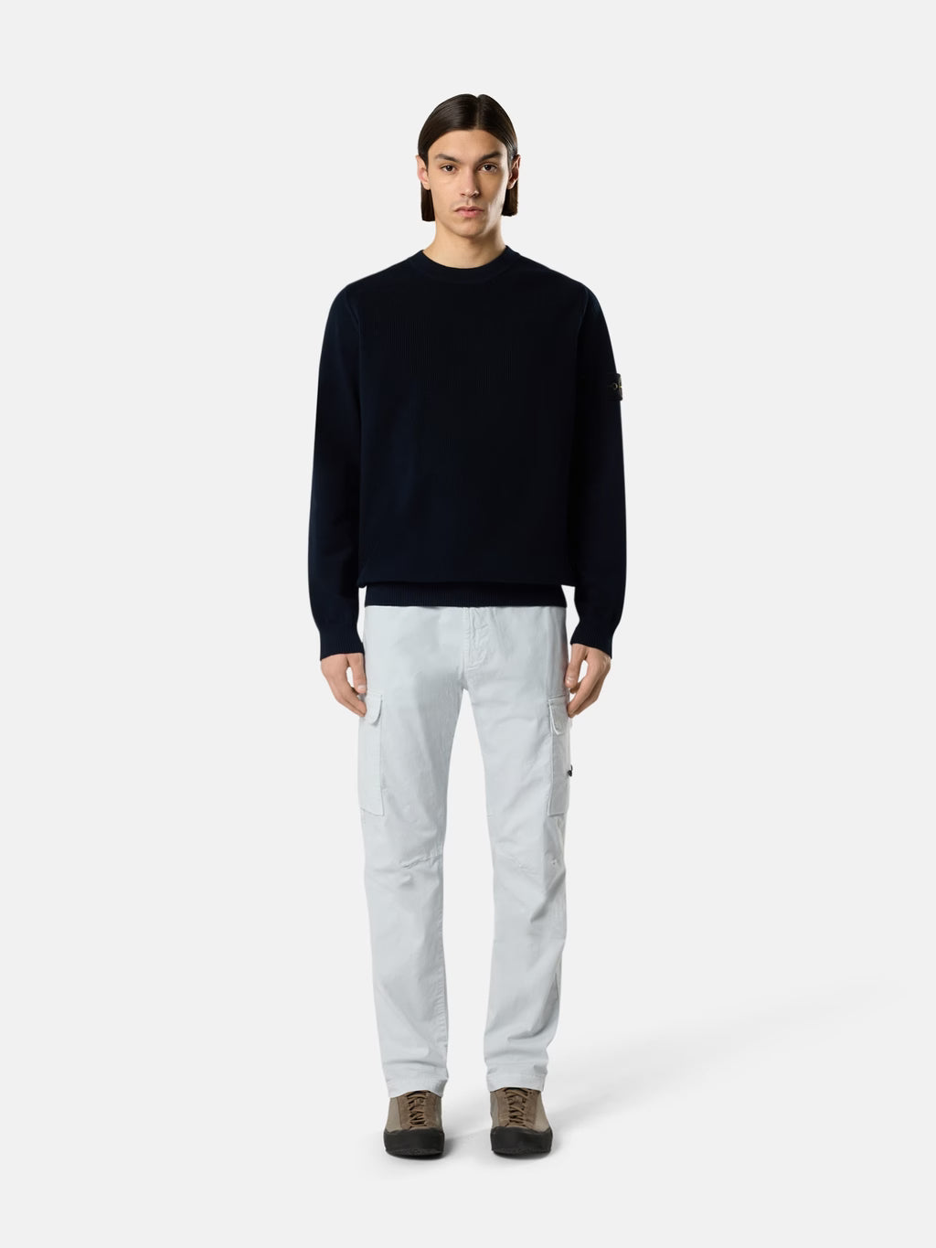 STONE ISLAND - LOOSE-FIT CREWNECK TRUI MET RAGLAN MOUWEN
