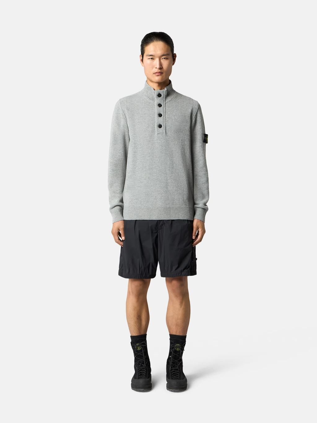 STONE ISLAND - REGULAR-FIT HALF-ZIP JUMPER WITH BUTTON PLACKET