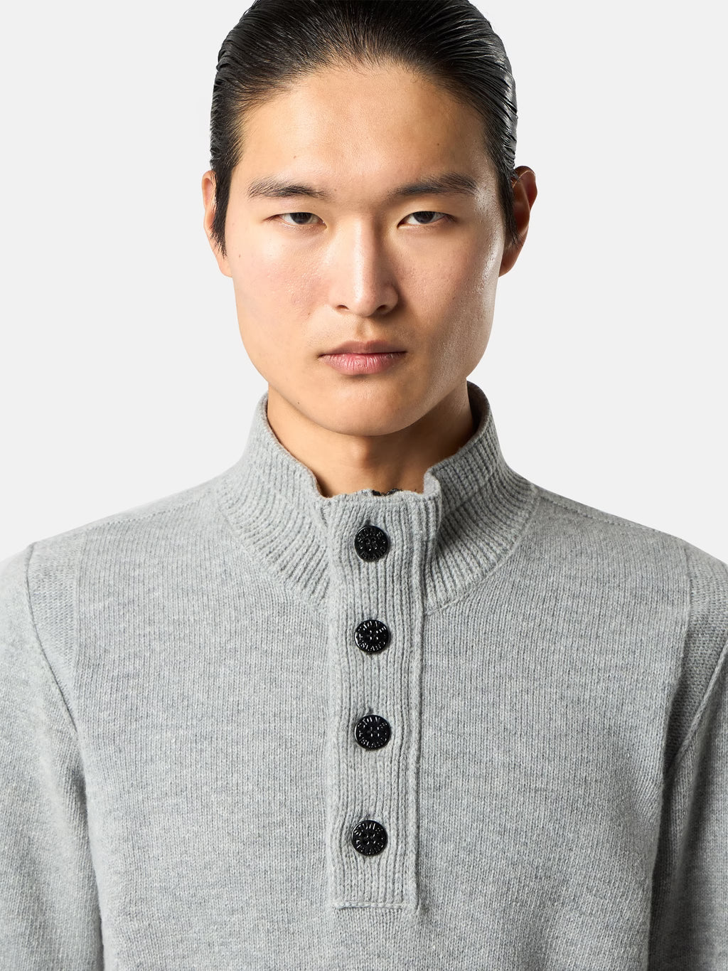 STONE ISLAND - REGULAR-FIT HALF-ZIP JUMPER WITH BUTTON PLACKET