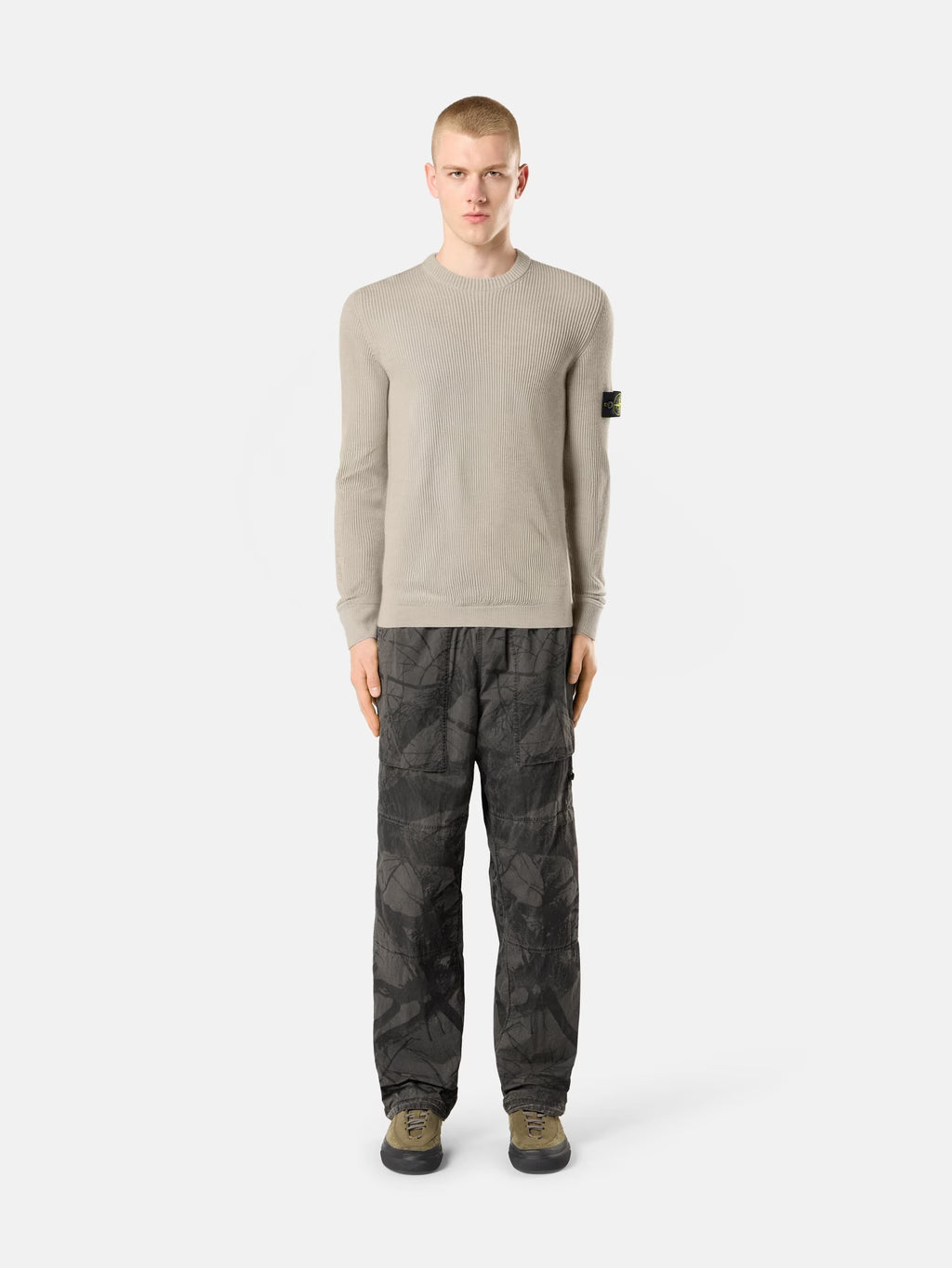 STONE ISLAND - REGULAR-FIT CREWNECK JUMPER WITH FINE-RIBBED TRIMS