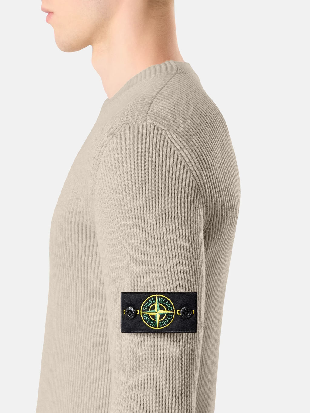 STONE ISLAND - REGULAR-FIT CREWNECK JUMPER WITH FINE-RIBBED TRIMS