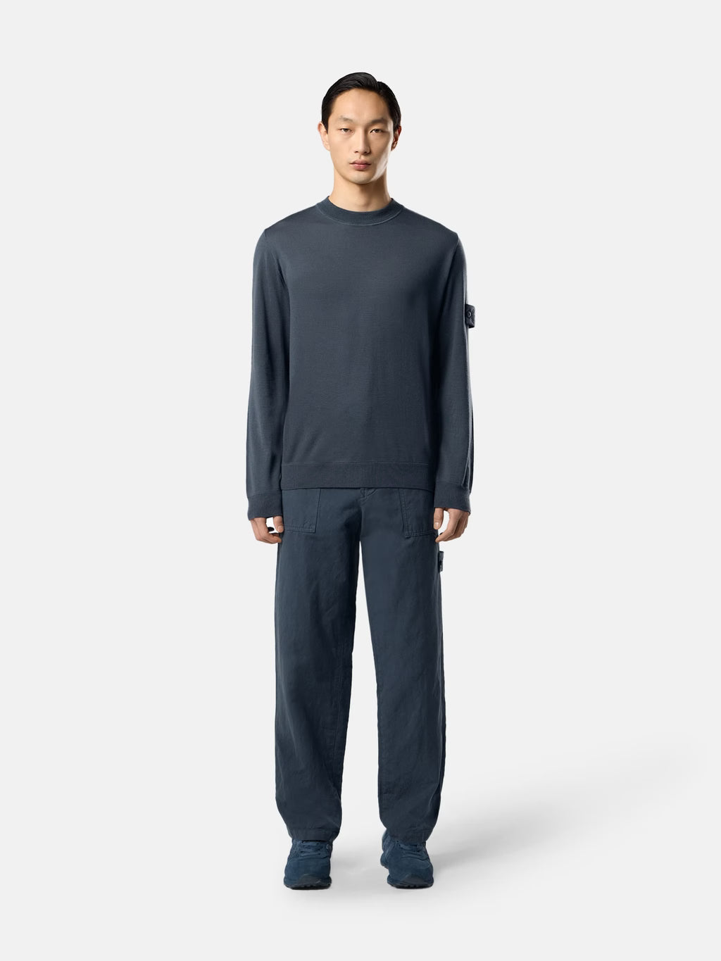 STONE ISLAND - REGULAR-FIT CREWNECK JUMPER WITH RIBBED TRIMS