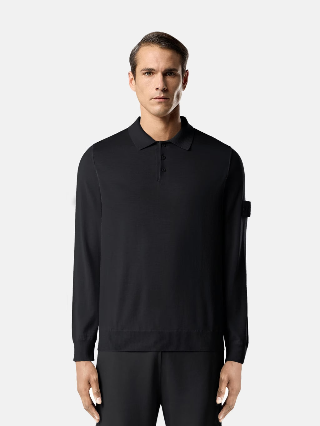 STONE ISLAND - REGULAR-FIT LONG-SLEEVE POLO WITH RIBBED TRIMS