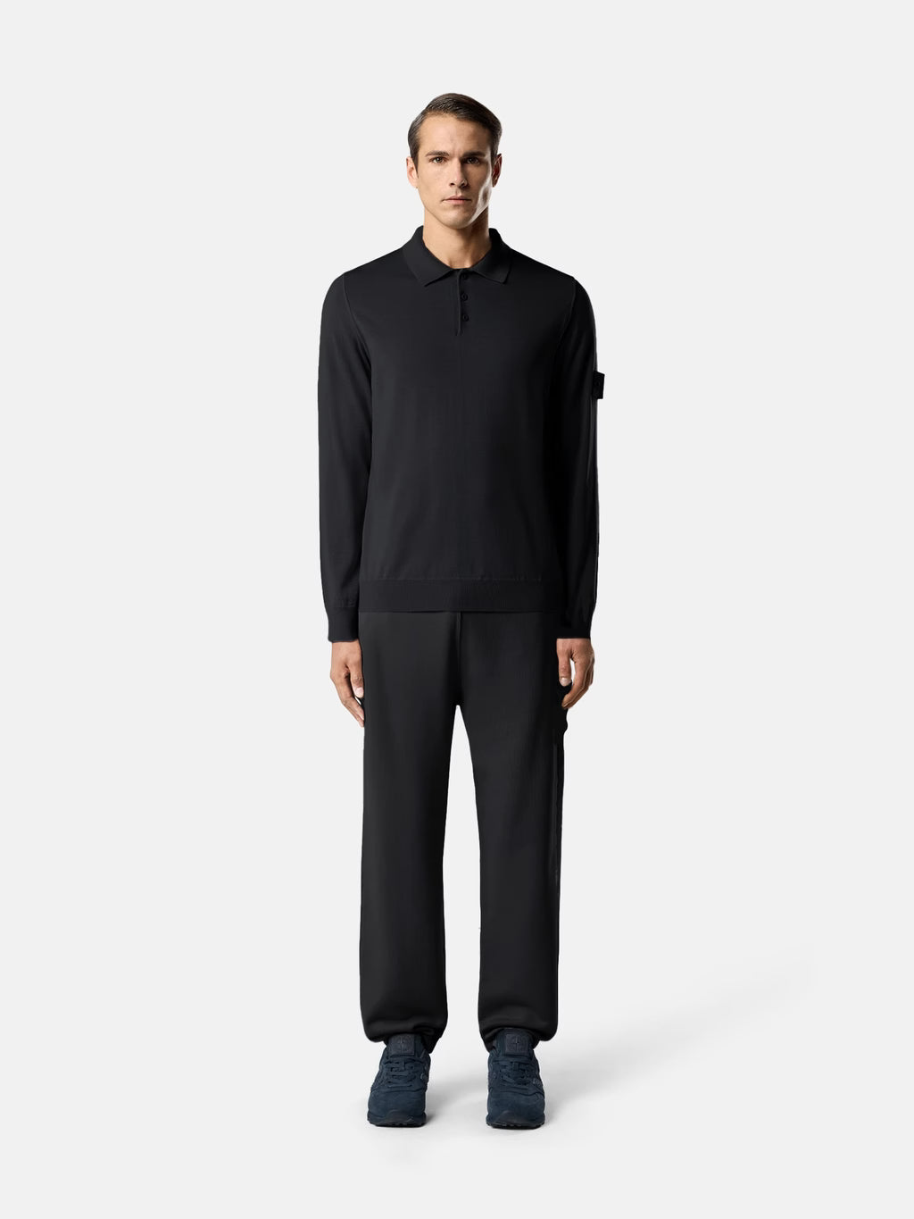 STONE ISLAND - REGULAR-FIT LONG-SLEEVE POLO WITH RIBBED TRIMS