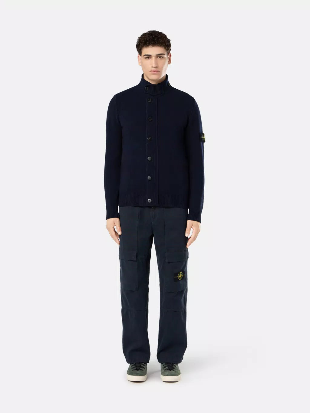 STONE ISLAND - LAMBSWOOL Vest met volledige ritssluiting en knopen