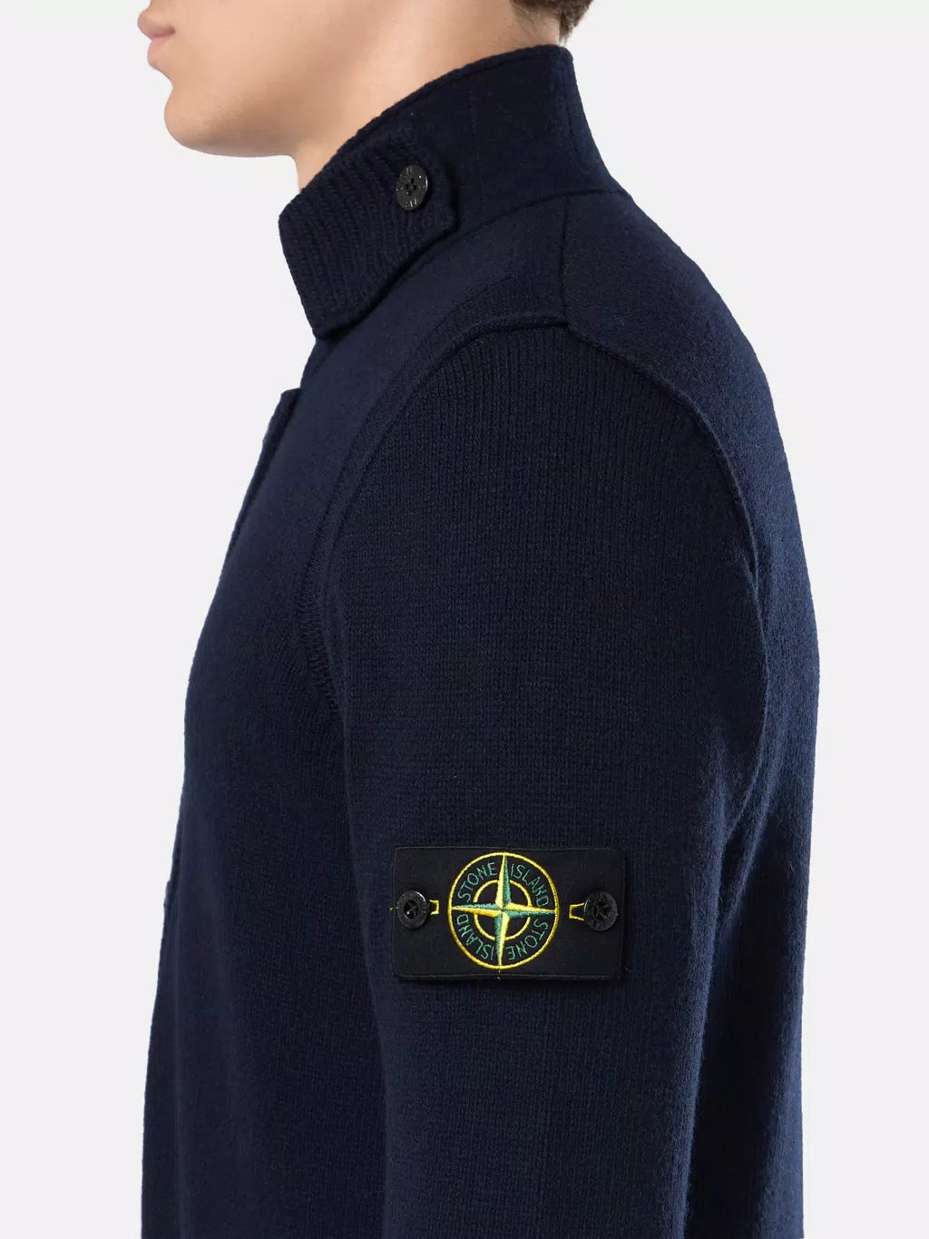 STONE ISLAND - LAMBSWOOL Vest met volledige ritssluiting en knopen