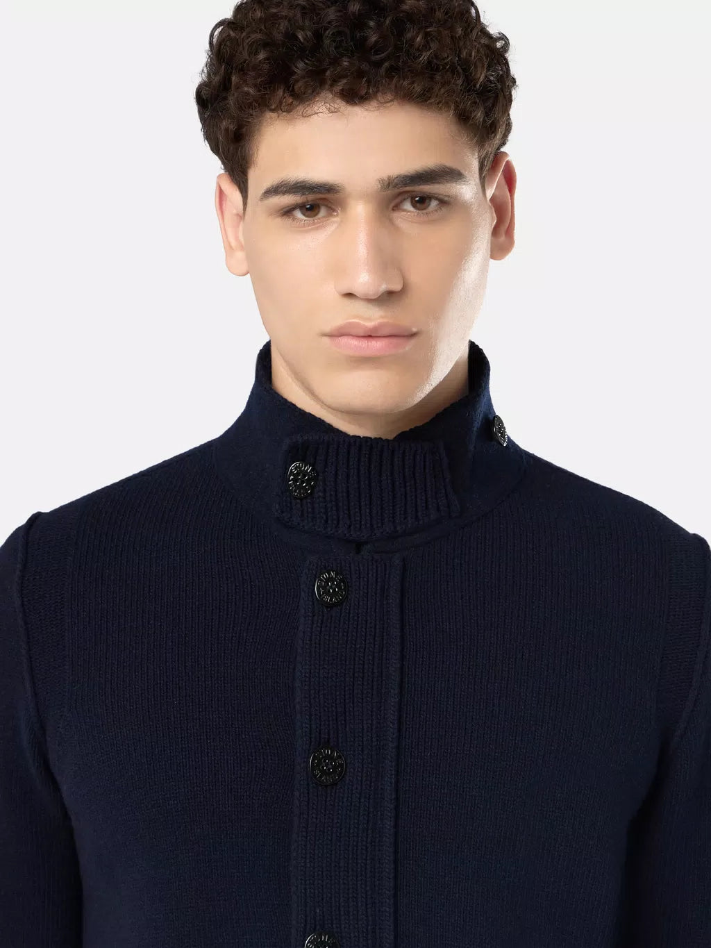 STONE ISLAND - LAMBSWOOL Vest met volledige ritssluiting en knopen