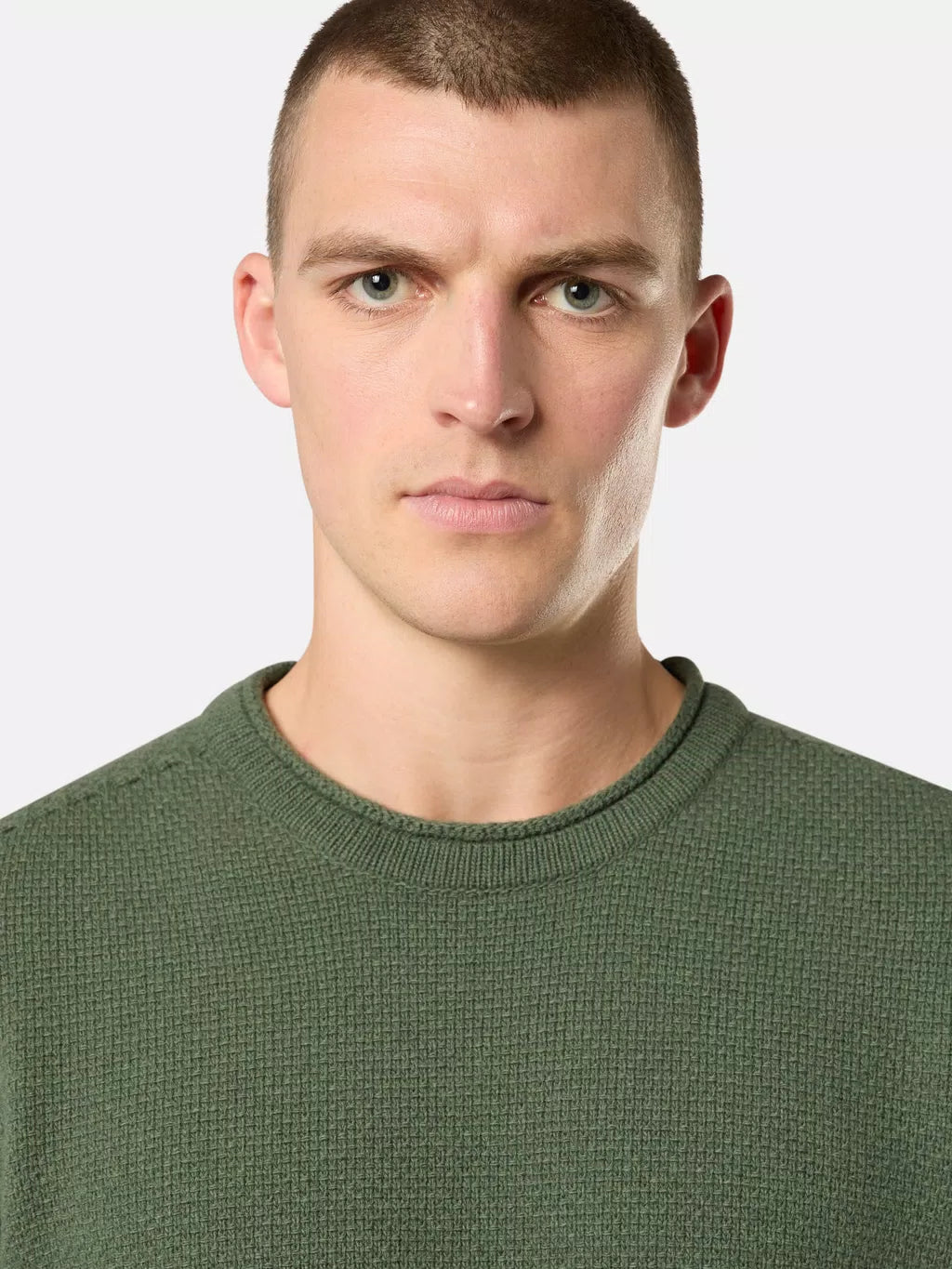 STONE ISLAND - LAMBSWOOL Ronde hals trui met geribde details