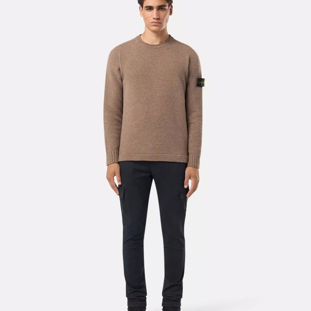 Stone Island - LAMBSWOOL Ronde hals trui met geribde details
