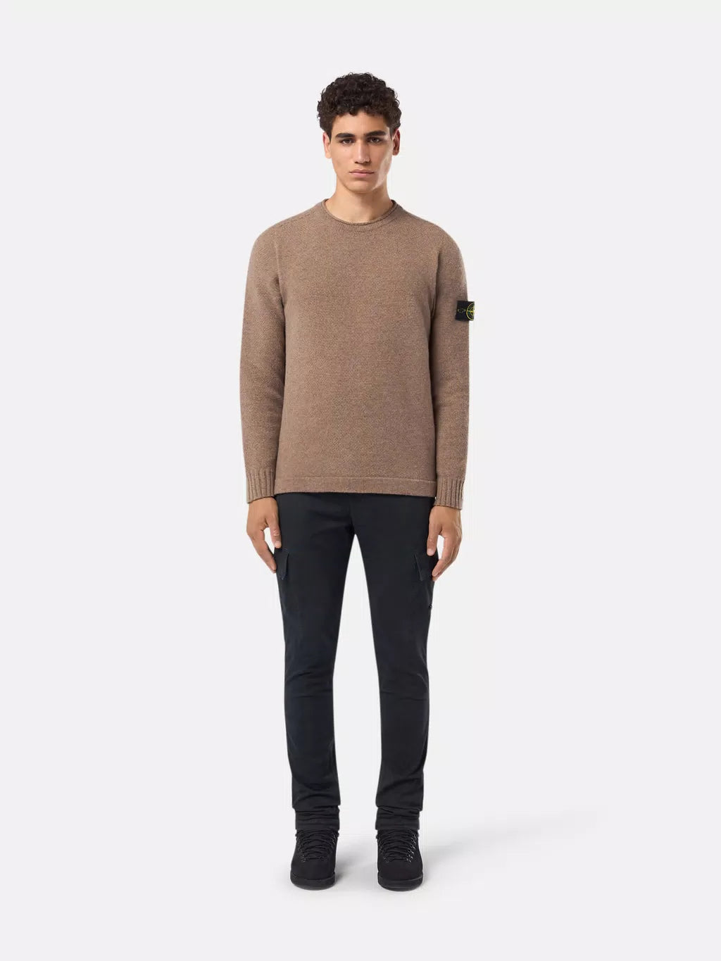 Stone Island - LAMBSWOOL Ronde hals trui met geribde details