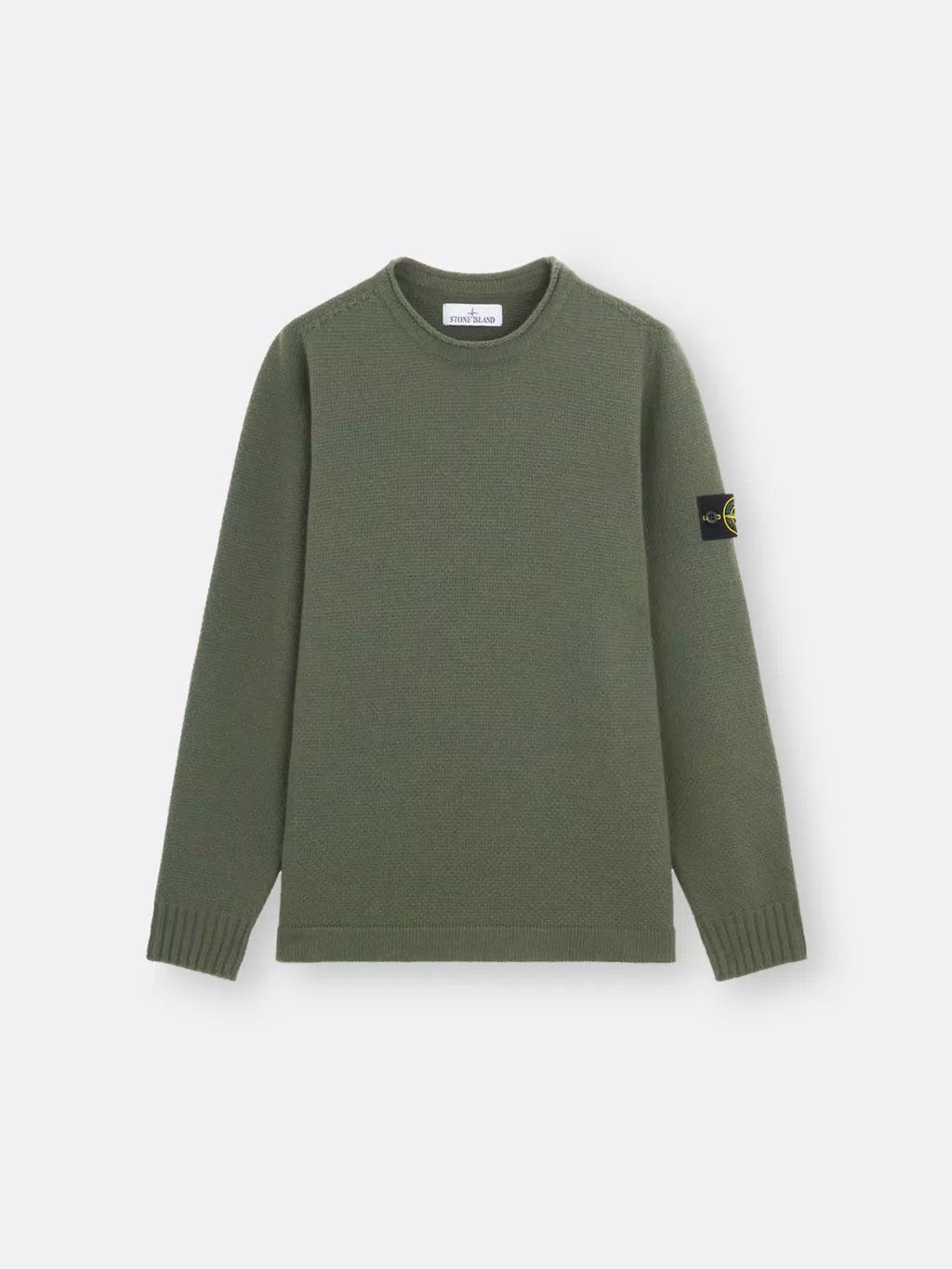 STONE ISLAND - LAMBSWOOL Ronde hals trui met geribde details