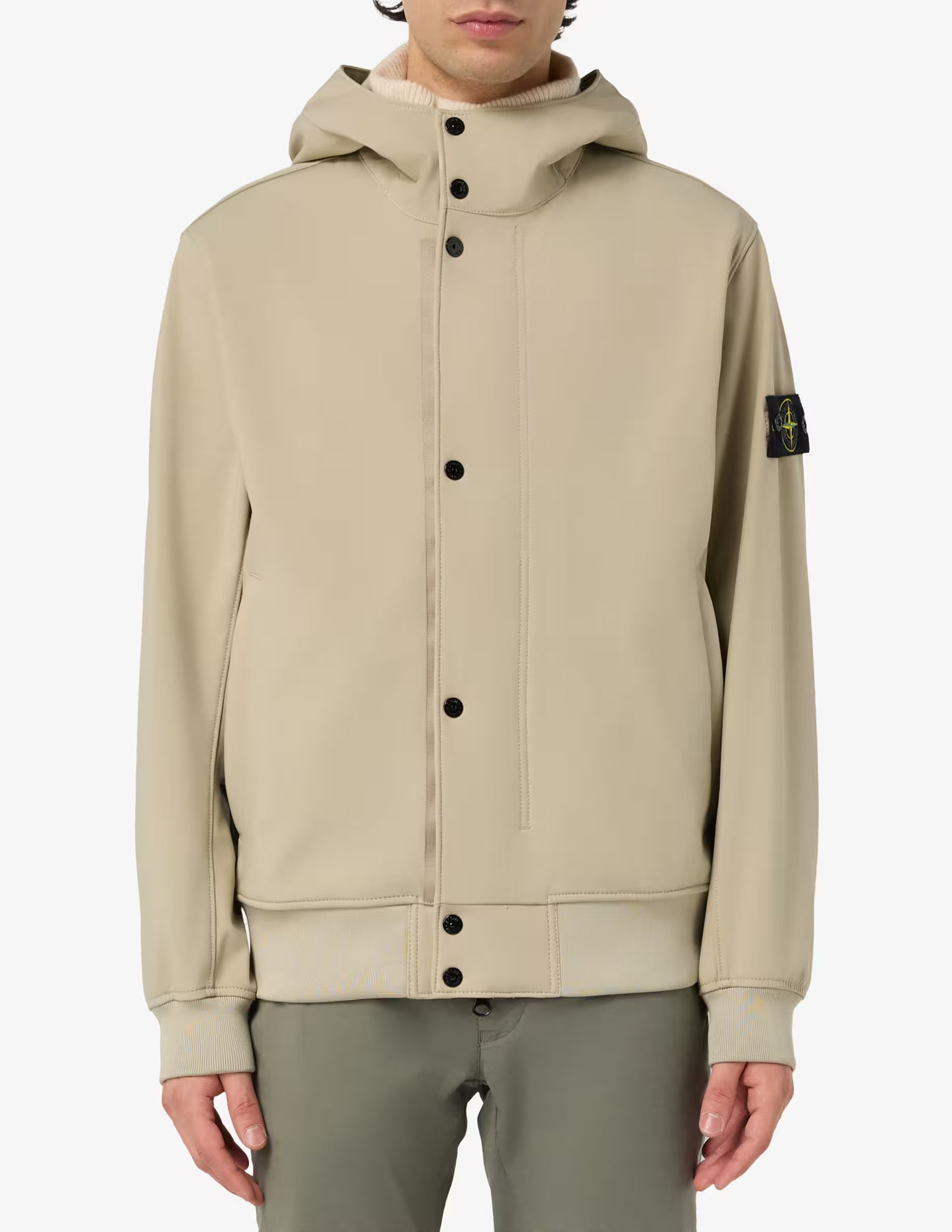 STONE ISLAND - HOODED JACKET WITH WATER- AND WIND-RESISTANT MEMBRANE
