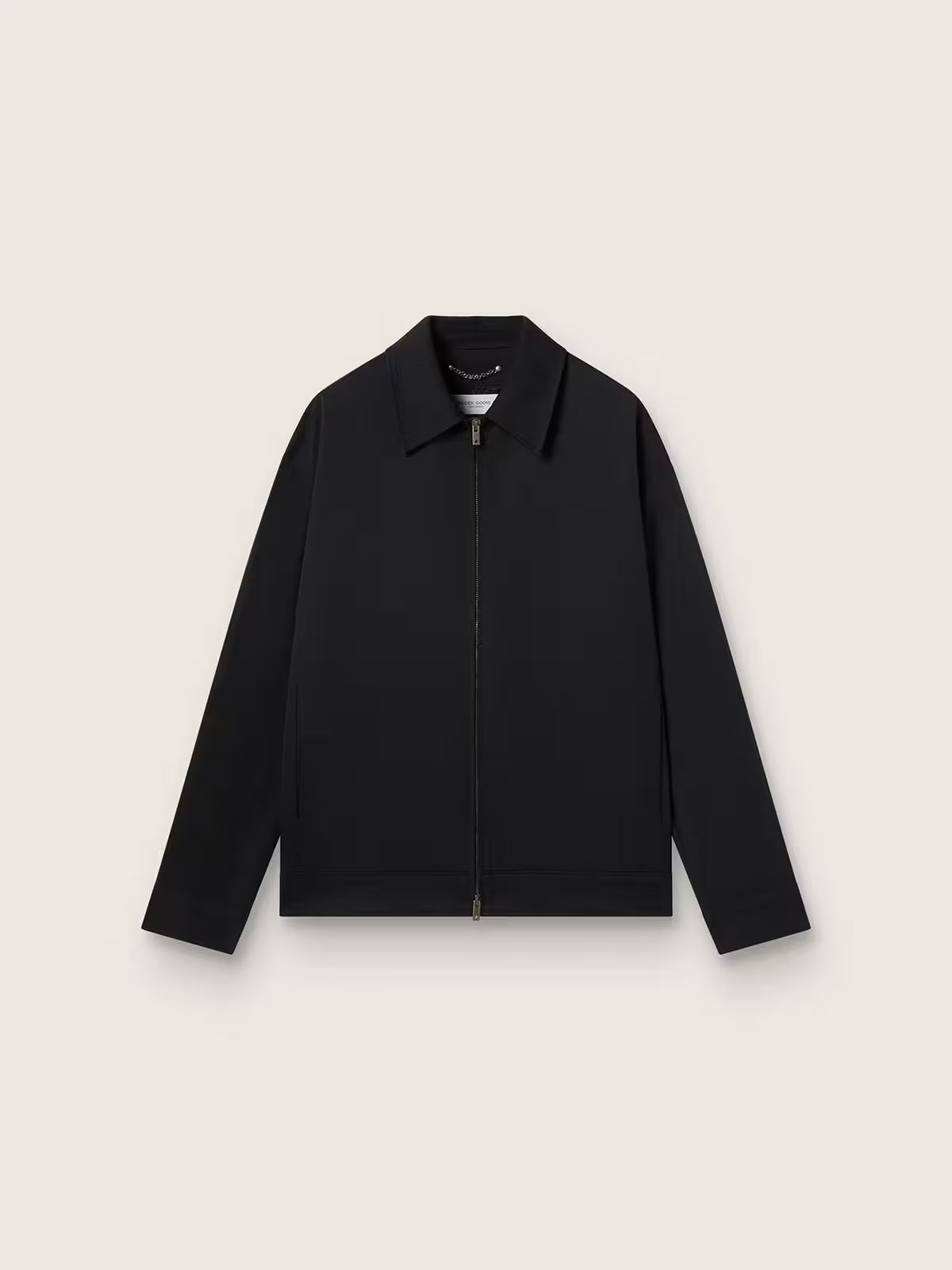 GOLDEN GOOSE - MEN’S ZIP-UP JACKET IN BLACK WOOL GABARDINE