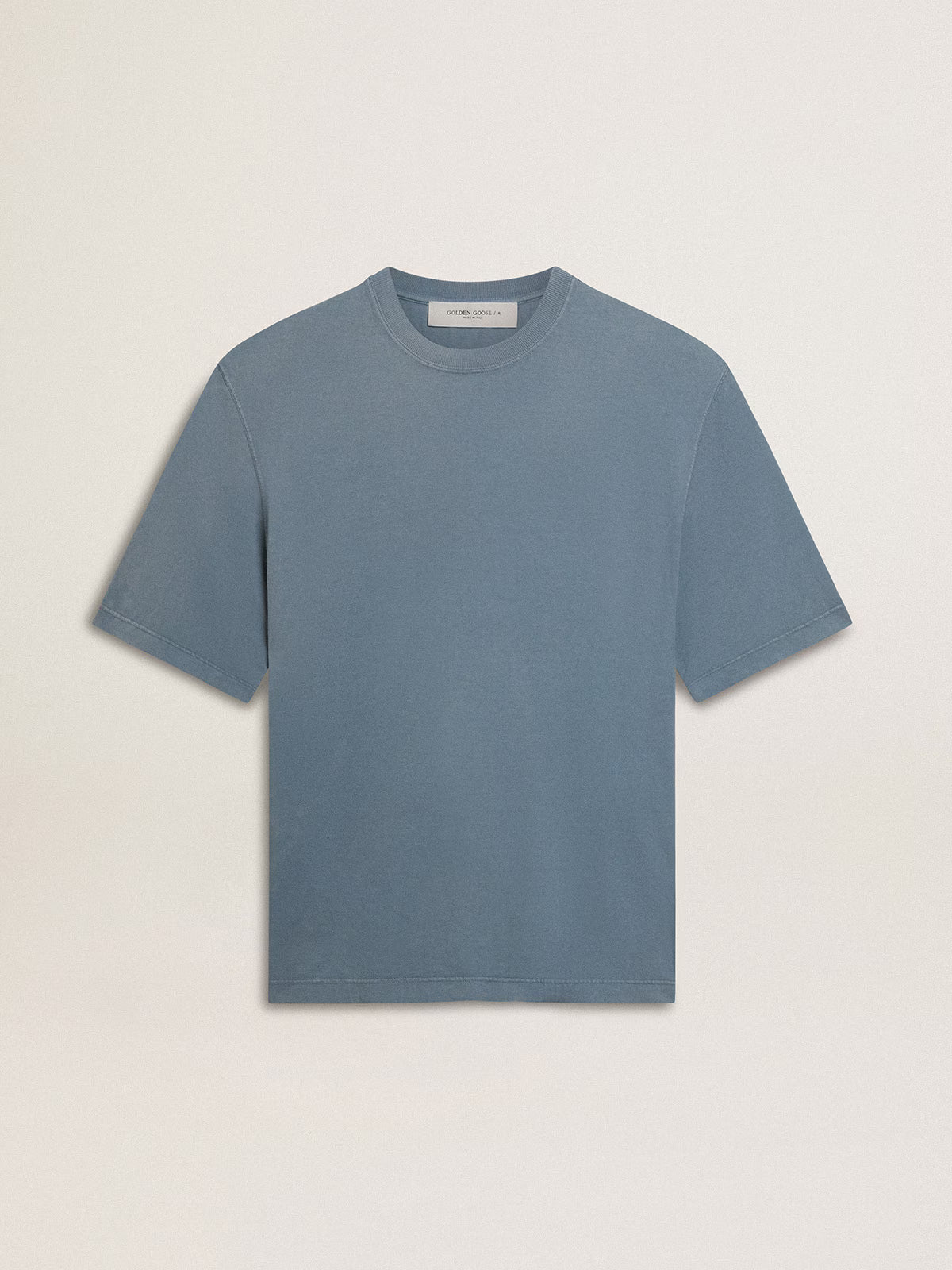 GOLDEN GOOSE - UNISEX KATOENEN T-SHIRT IN BABYBLAUW