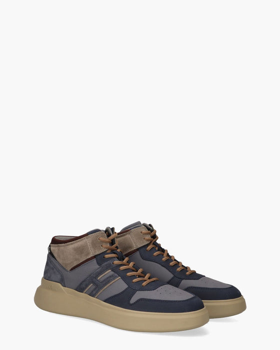 HOGAN BLAUW COMBI MID-TOP SNEACKERS