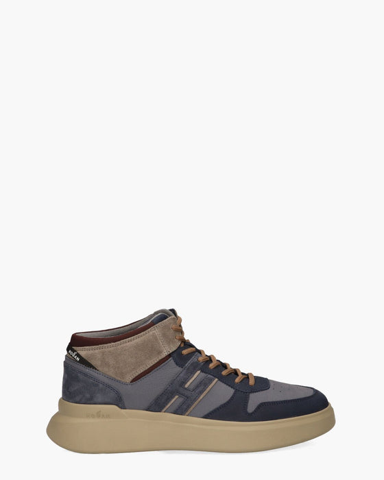 HOGAN BLAUW COMBI MID-TOP SNEACKERS