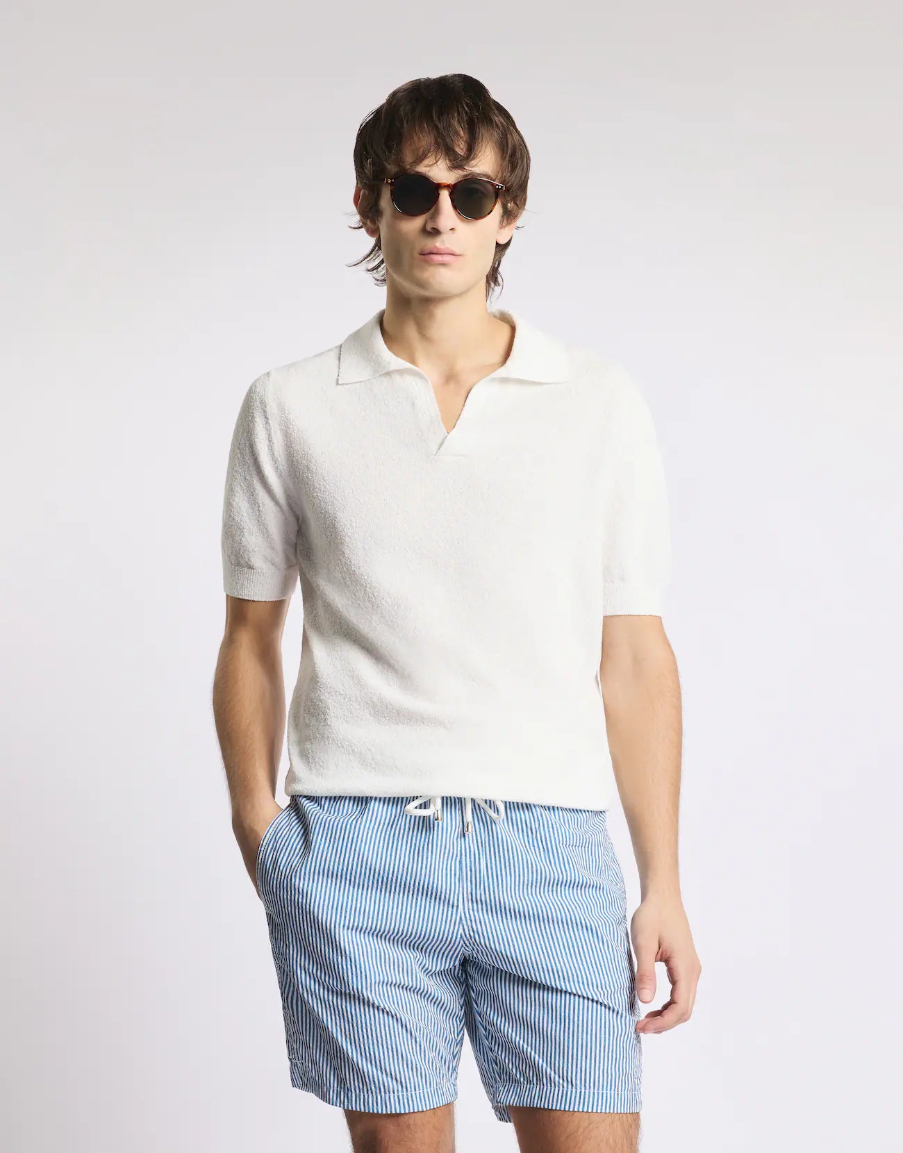 FAY - POLOSHIRT VAN KATOENEN TRICOT MET BADSTOF EFFECT