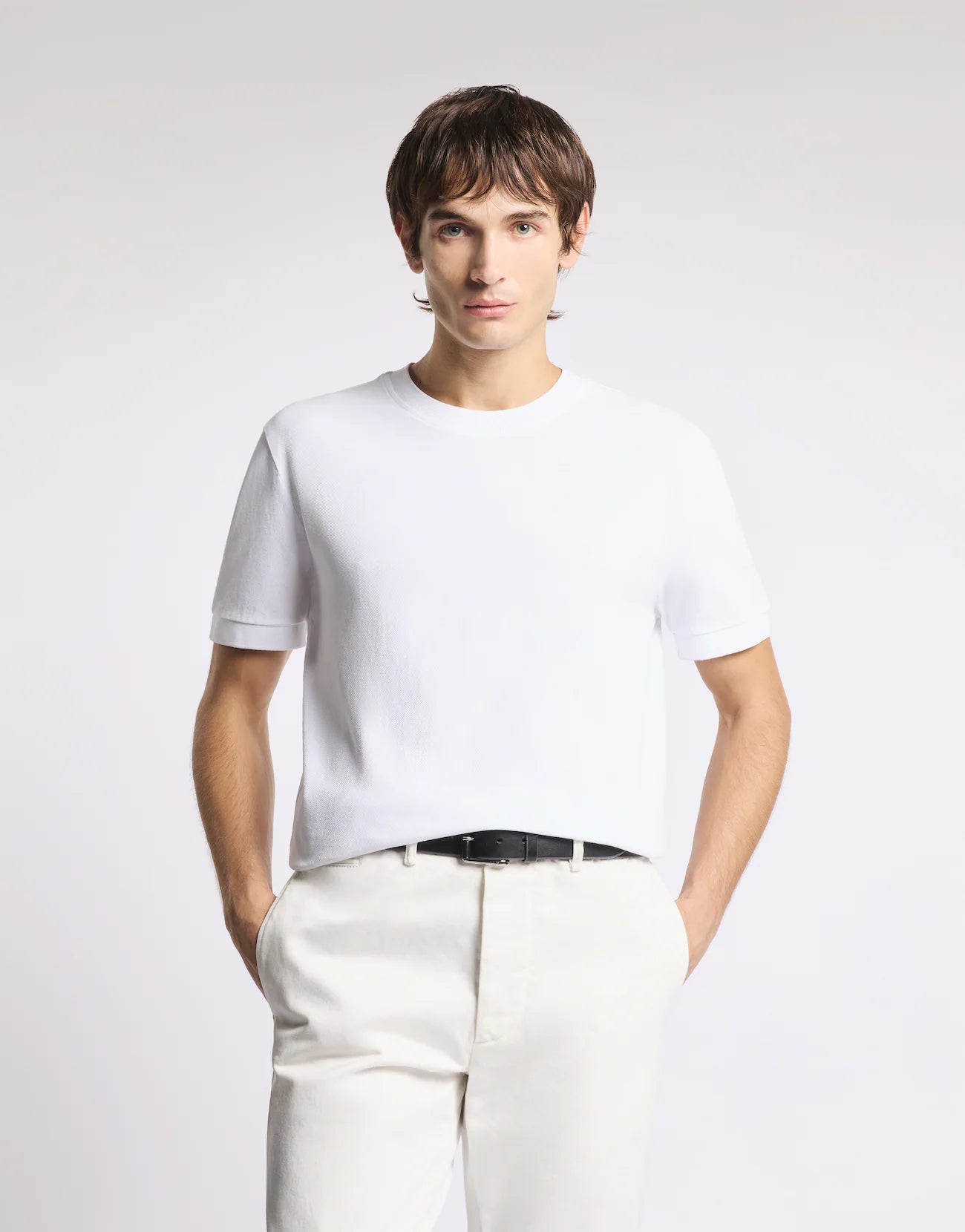 FAY - COMFORT FIT T-SHIRT VAN PIQUÉ KATOEN