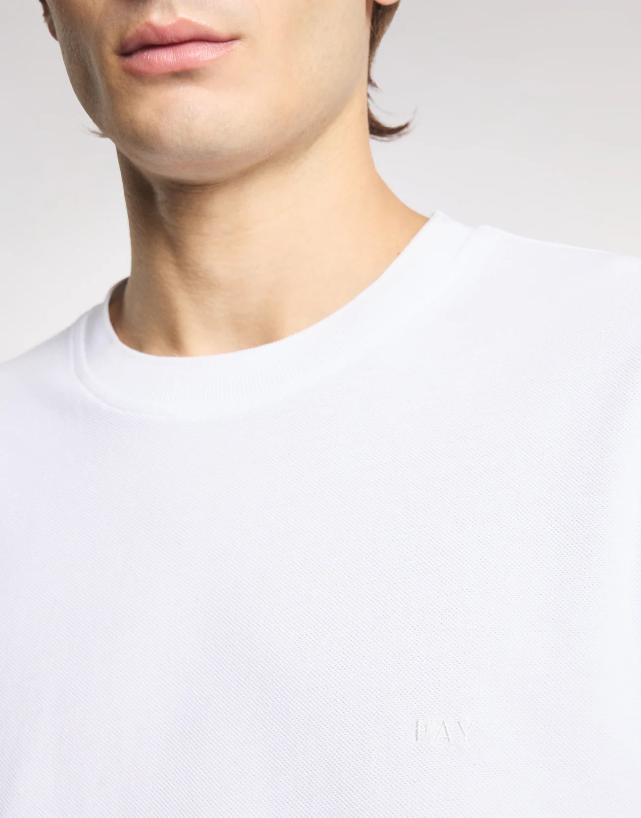 FAY - COMFORT FIT T-SHIRT VAN PIQUÉ KATOEN