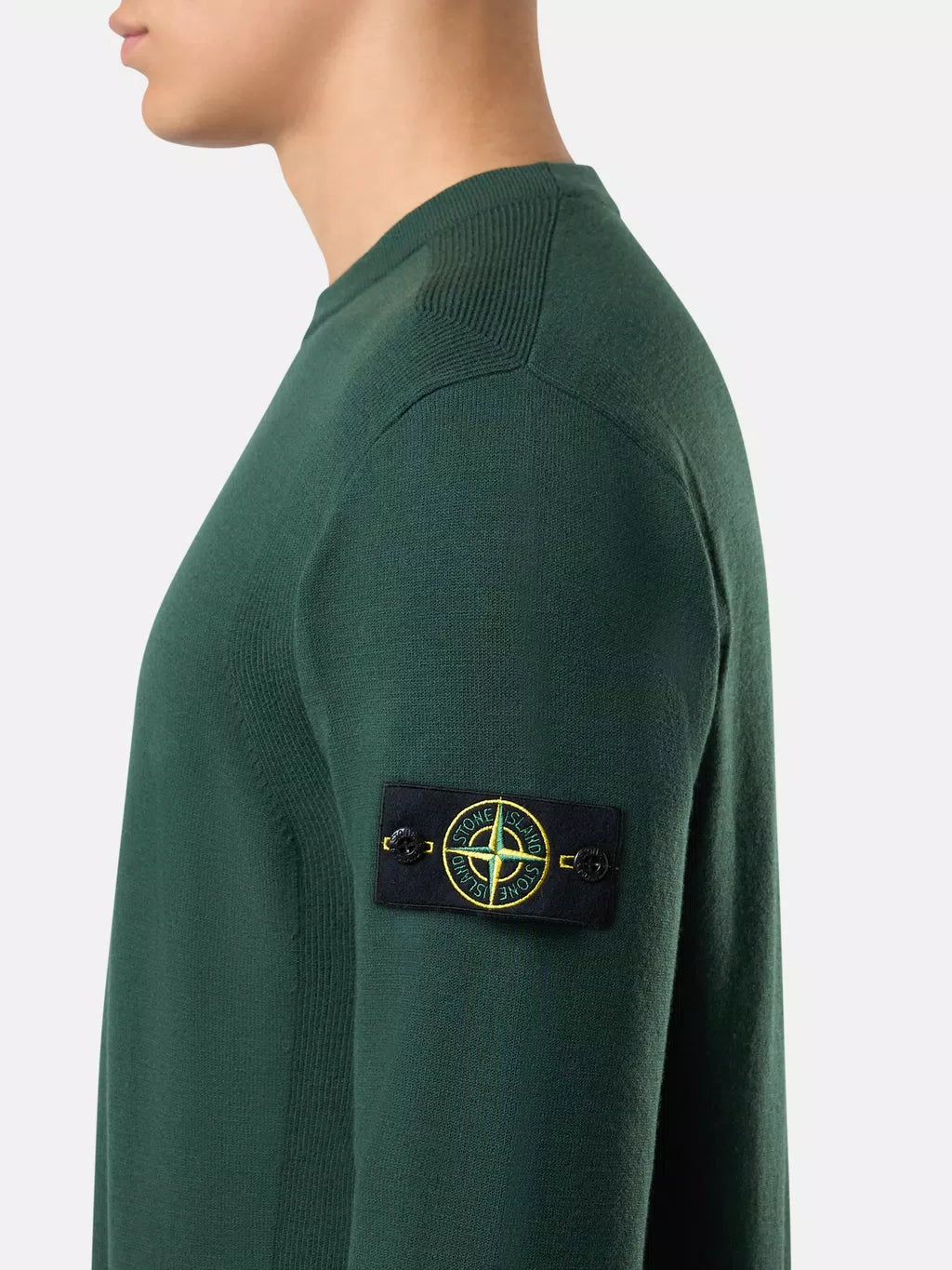 STONE ISLAND - Ronde hals trui met geribde details