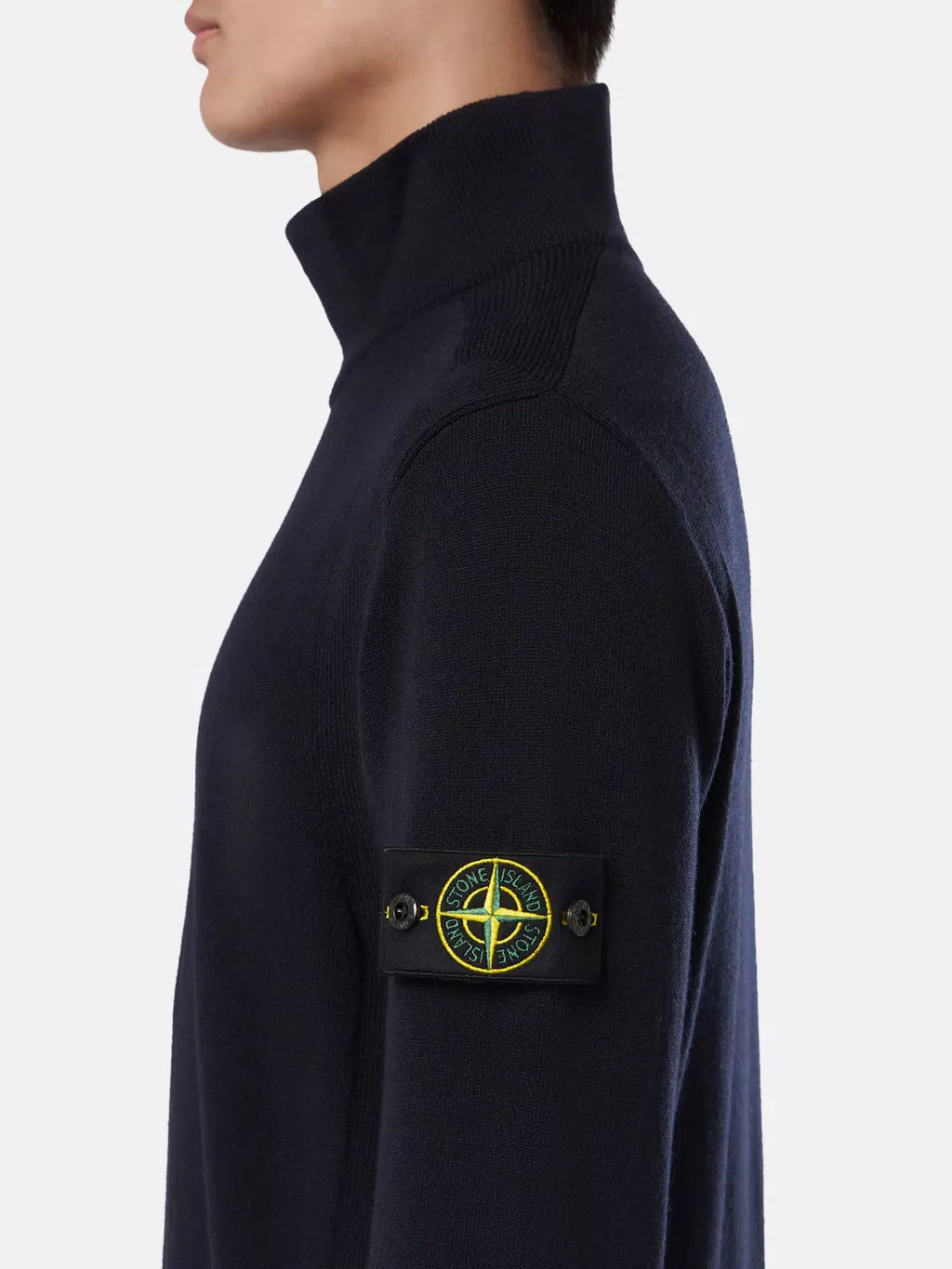STONE ISLAND - Mock neck trui gebreid in RWS-gecertificeerde stretchwol