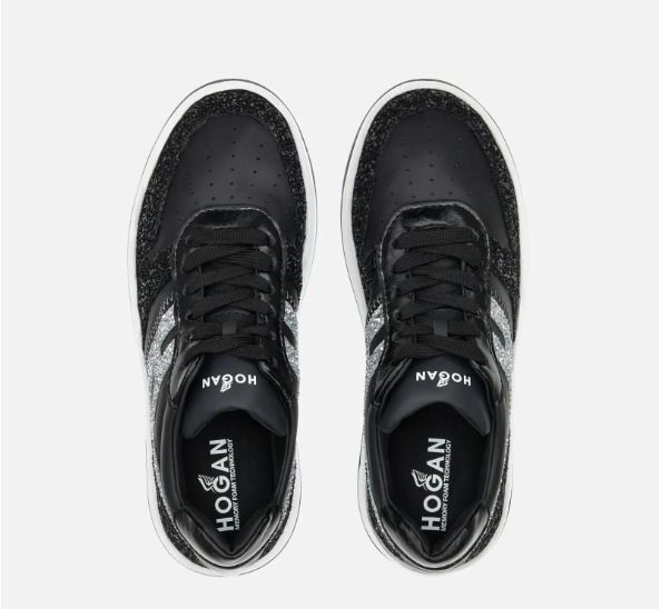 HOGAN - H630 LEATHER & GLITTER SNEAKERS