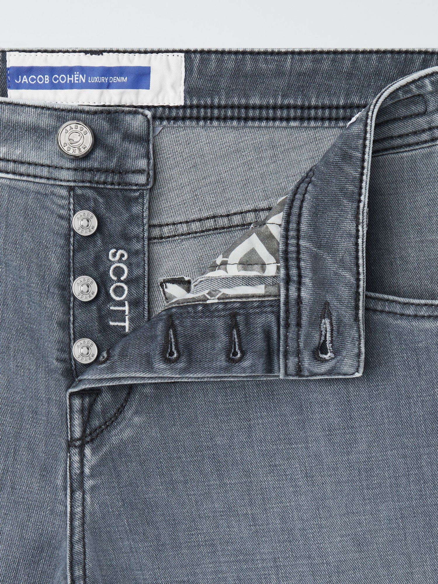 JACOB COHËN - SCOTT CROPPED SUPER STRETCH GREY JEANS