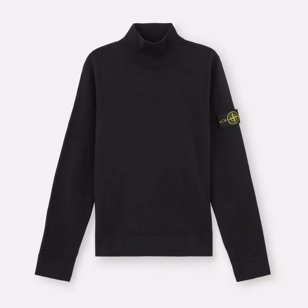STONE ISLAND - Mock neck trui gebreid in RWS-gecertificeerde stretchwol