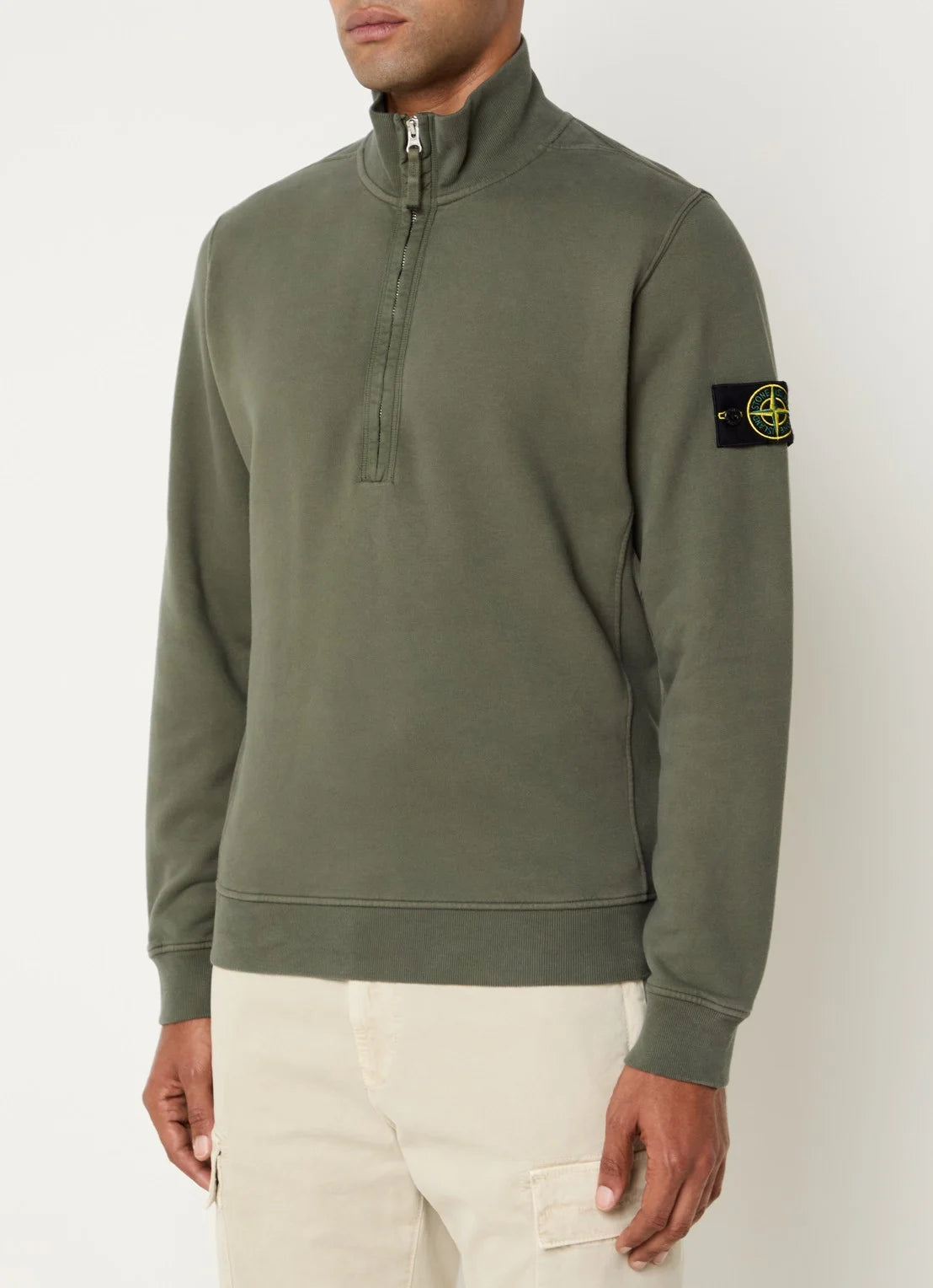STONE ISLAND - SWEATER MET HALVE RITS EN LOGO