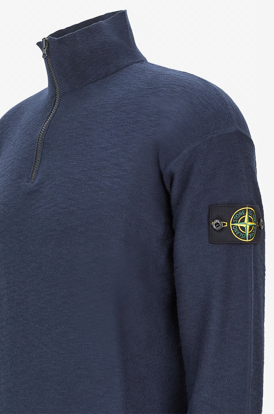 STONE ISLAND - cotton zip-up funnel neck jumper